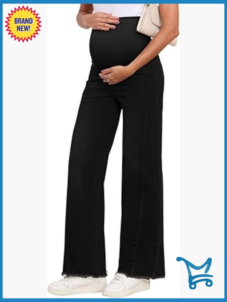 Maternity Straight Leg Ripped Boyfriend Jeans Stretchy Denim